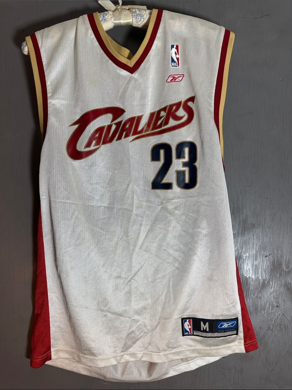 Reebok White Red Gold Cavaliers #23 Basketball Jersey